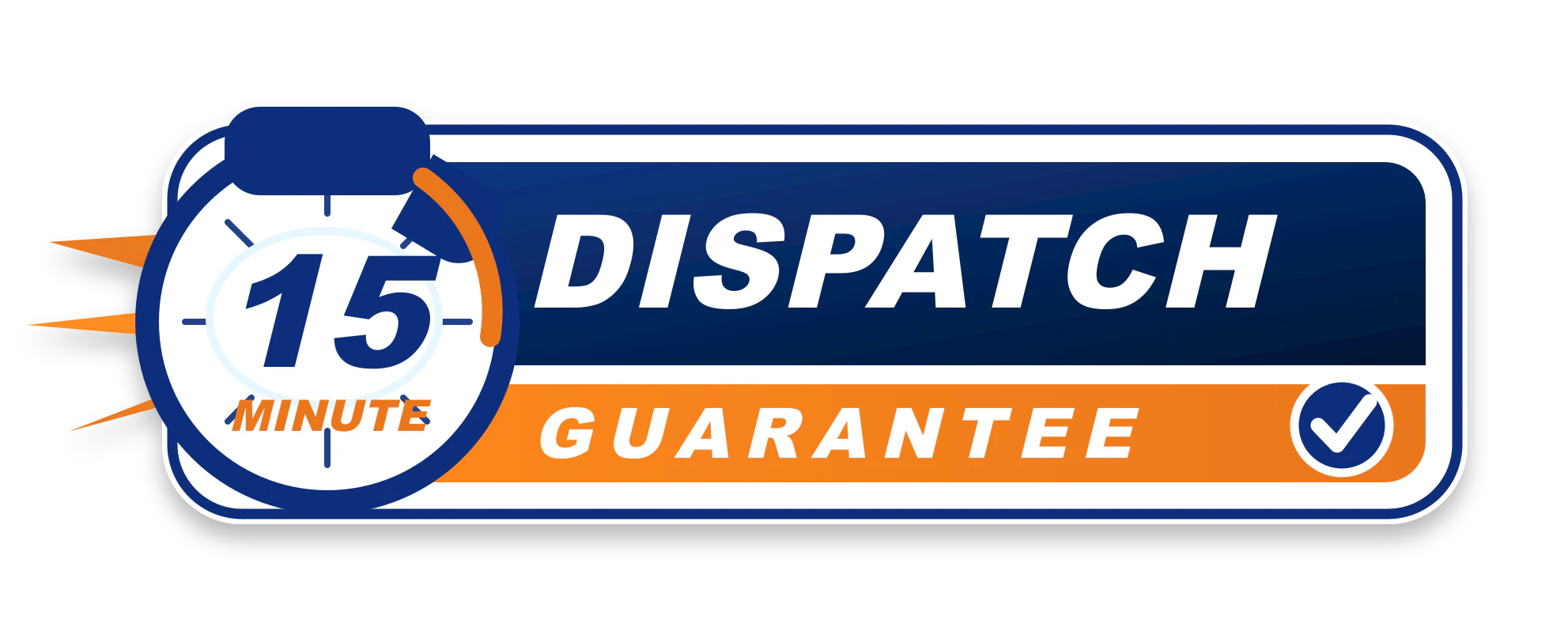 15-minute dispatch guarantee badge for Hugo Fire and Water Restoration