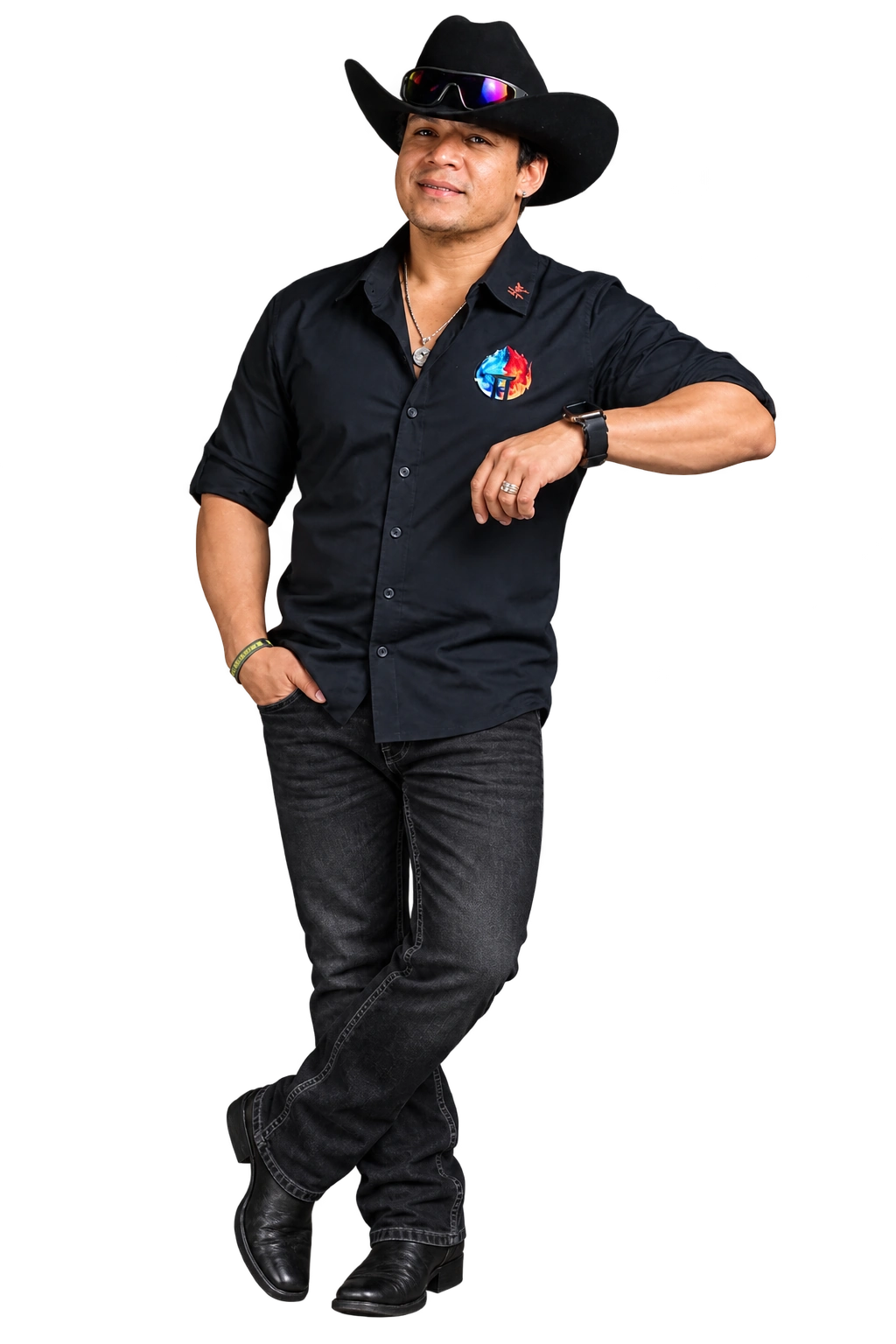 Illustration of Hugo Garcia beside the emergency help card