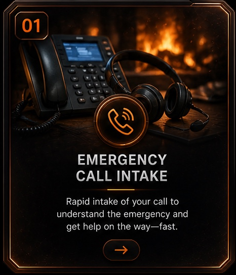 Illustrated emergency call intake process card