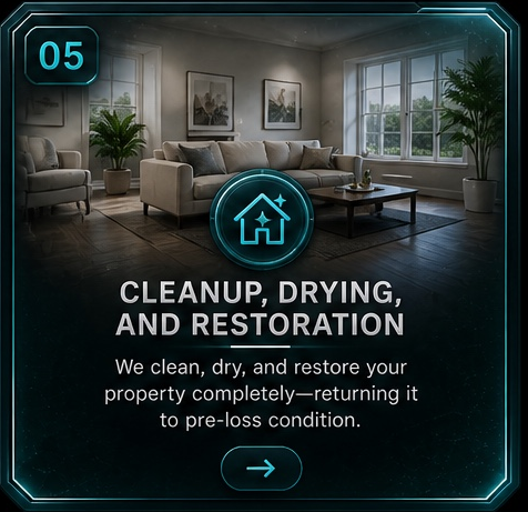Illustrated cleanup, drying, and restoration process card