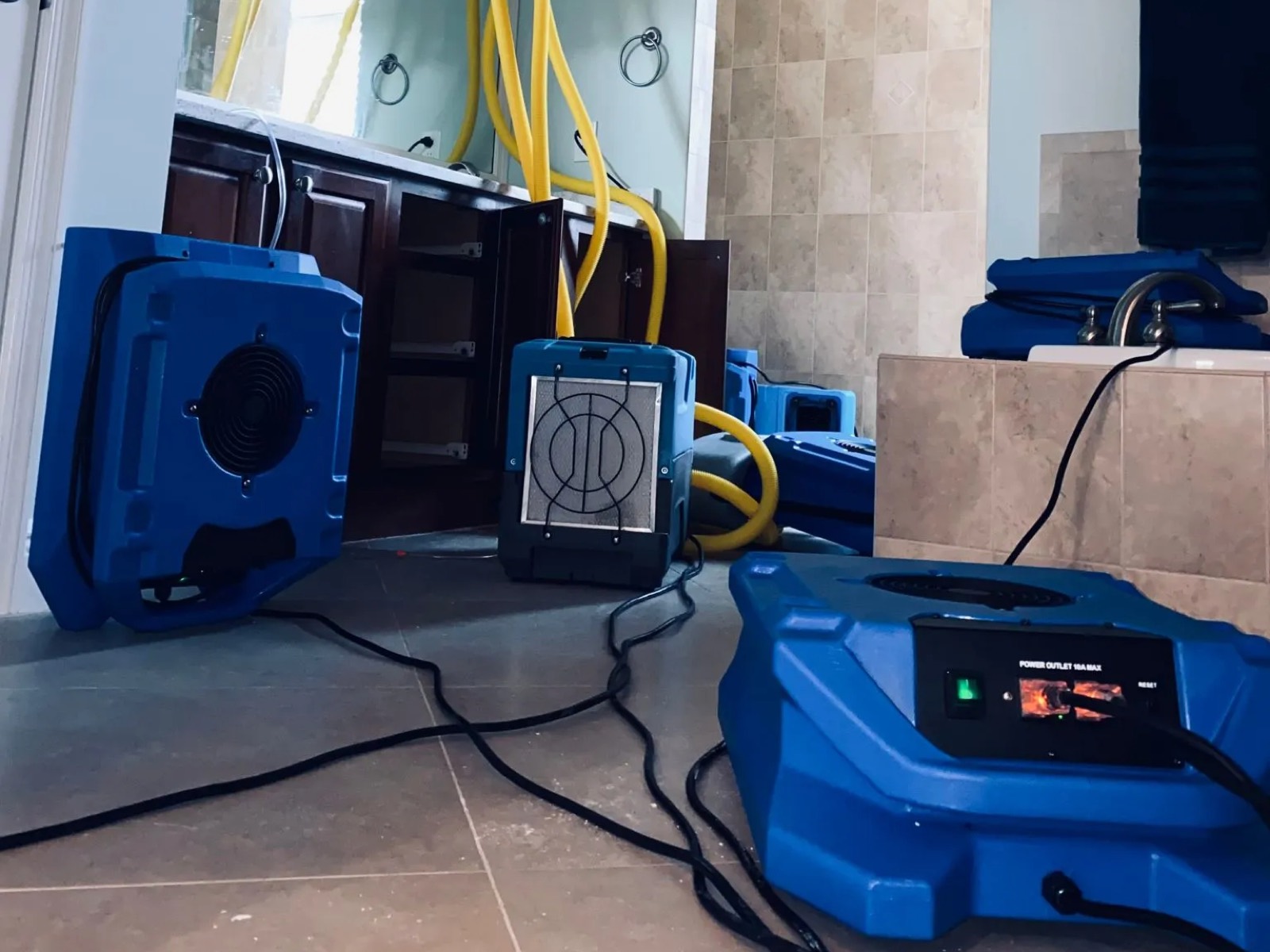 Water extraction and drying equipment during restoration