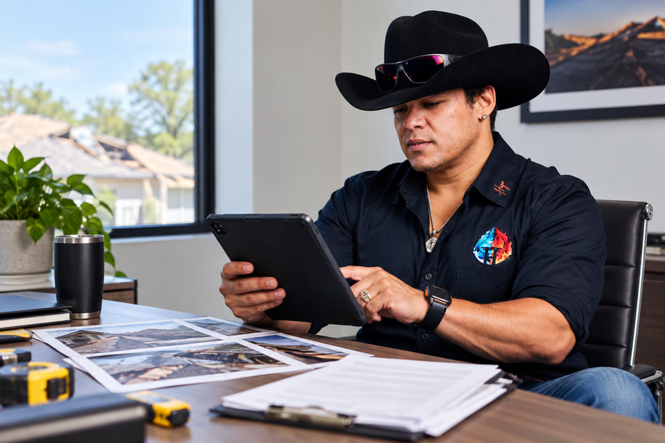AI-generated marketing illustration of Hugo Garcia for insurance claims documentation assistance.